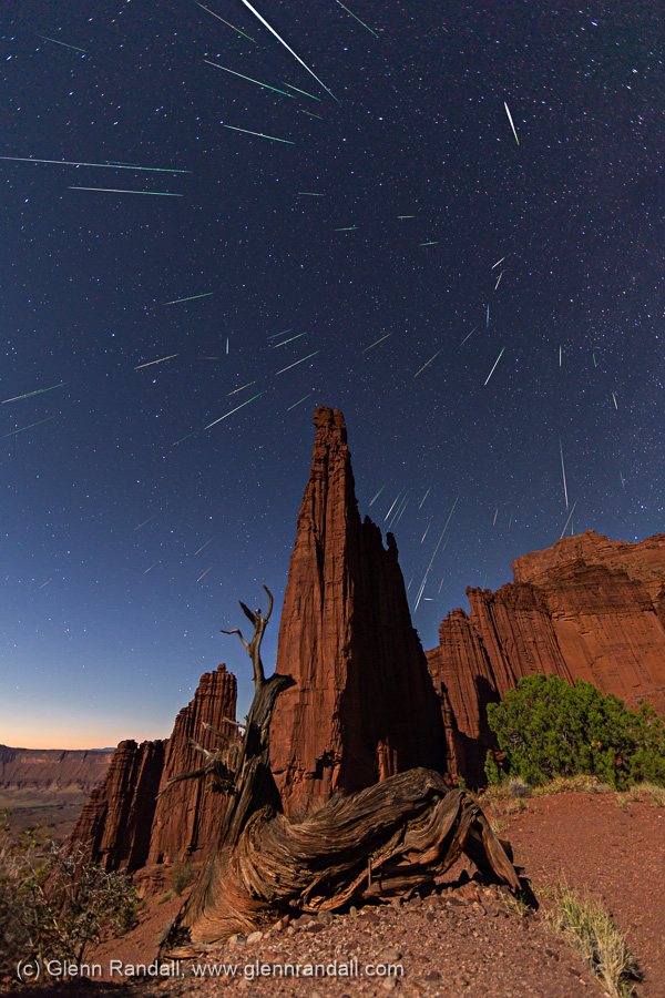 Perseid Meteor Shower over Fisher Towers